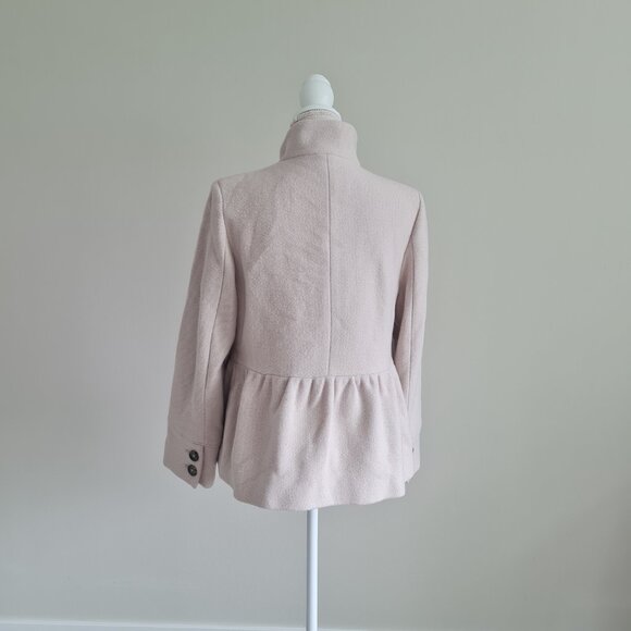 Joie Yara Wool Peacoat Peplum New Cream Ivory Beige M Military Officer Coat - Picture 7 of 11